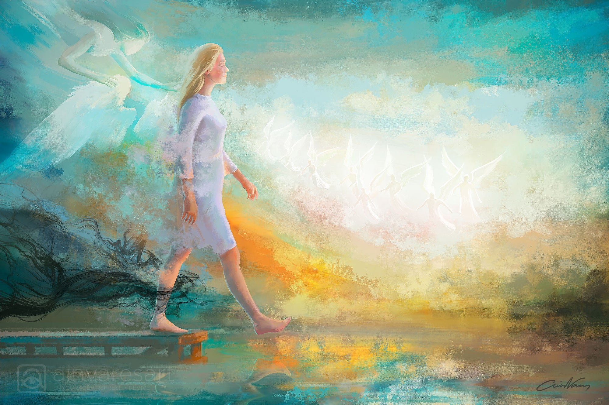 Prophetic Art Print "The Step of Faith" 2 Corinthians 5:7, Hebrews 11:1, Ain Vares Art