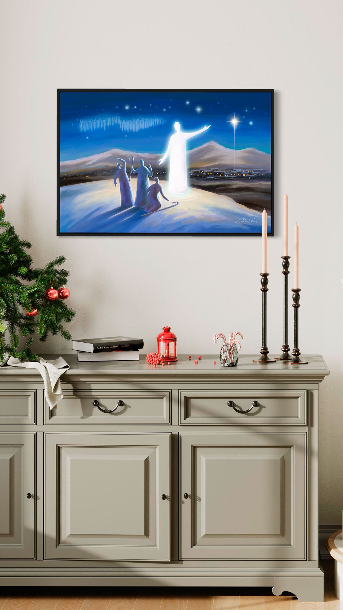 Prophetic Art Print "Angel Proclaims the Good News" Luke 2:8-14, Ain Vares Art