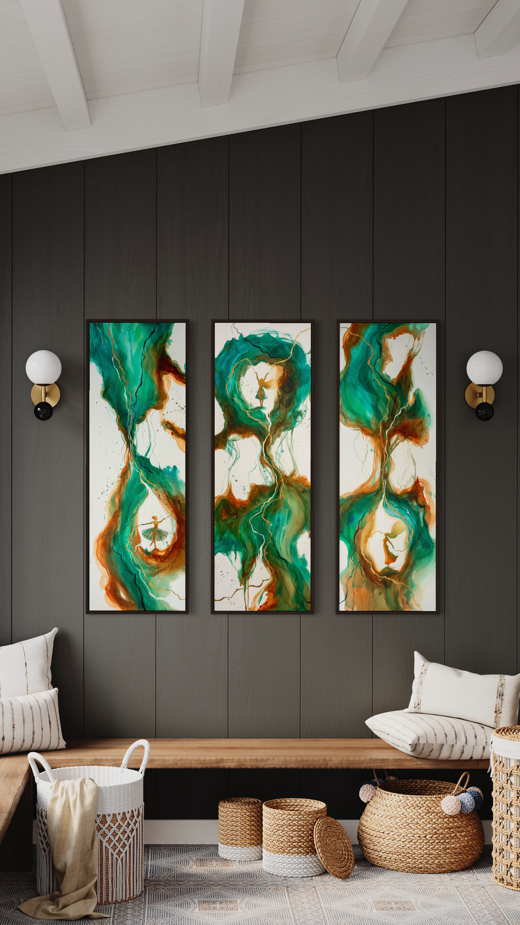 "I can do all things through Him" triptych - Original Prophetic Painting