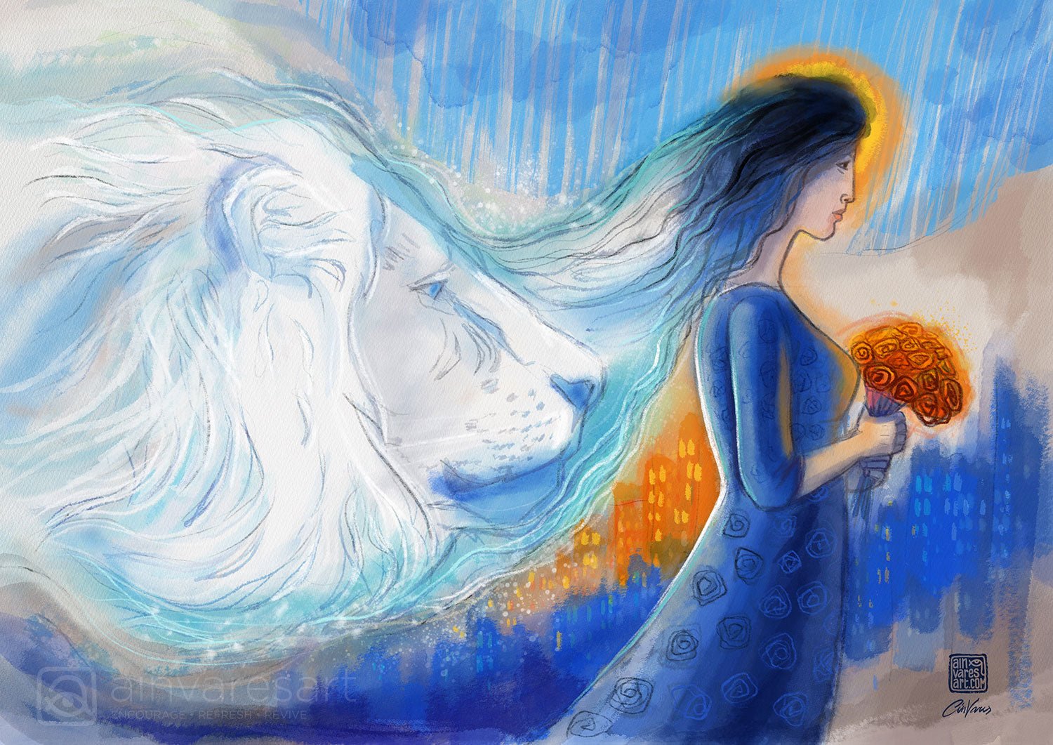“Prophetic art print of a veiled bride holding a bouquet, bathed in light — symbolizing divine calling, love, and spiritual awakening.”