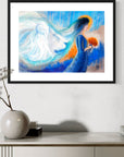 “Prophetic art print of a veiled bride holding a bouquet, bathed in light — symbolizing divine calling, love, and spiritual awakening.”