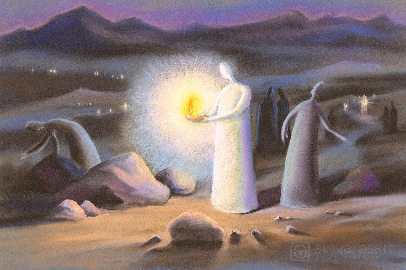 Prophetic Art Print "Your Word is a Lamp to my Feet-II" Psalm 119:105, Ain Vares Art