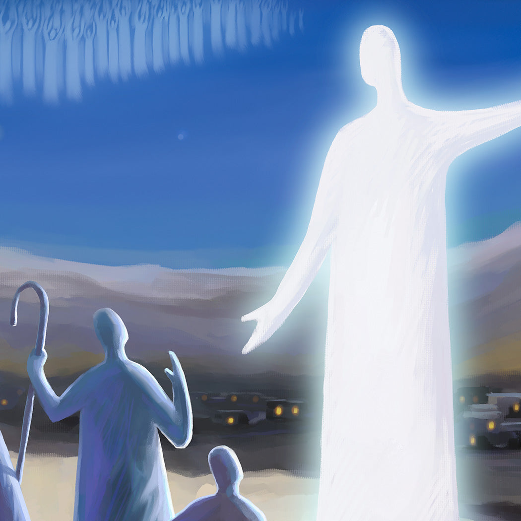 Prophetic Art Print "Angel Proclaims the Good News" Luke 2:8-14, Ain Vares Art