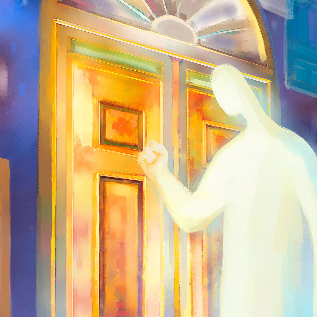 Prophetic Art Print "Jesus Stands at the Door and Knocks" Revelation 3:20, Ain Vares Art