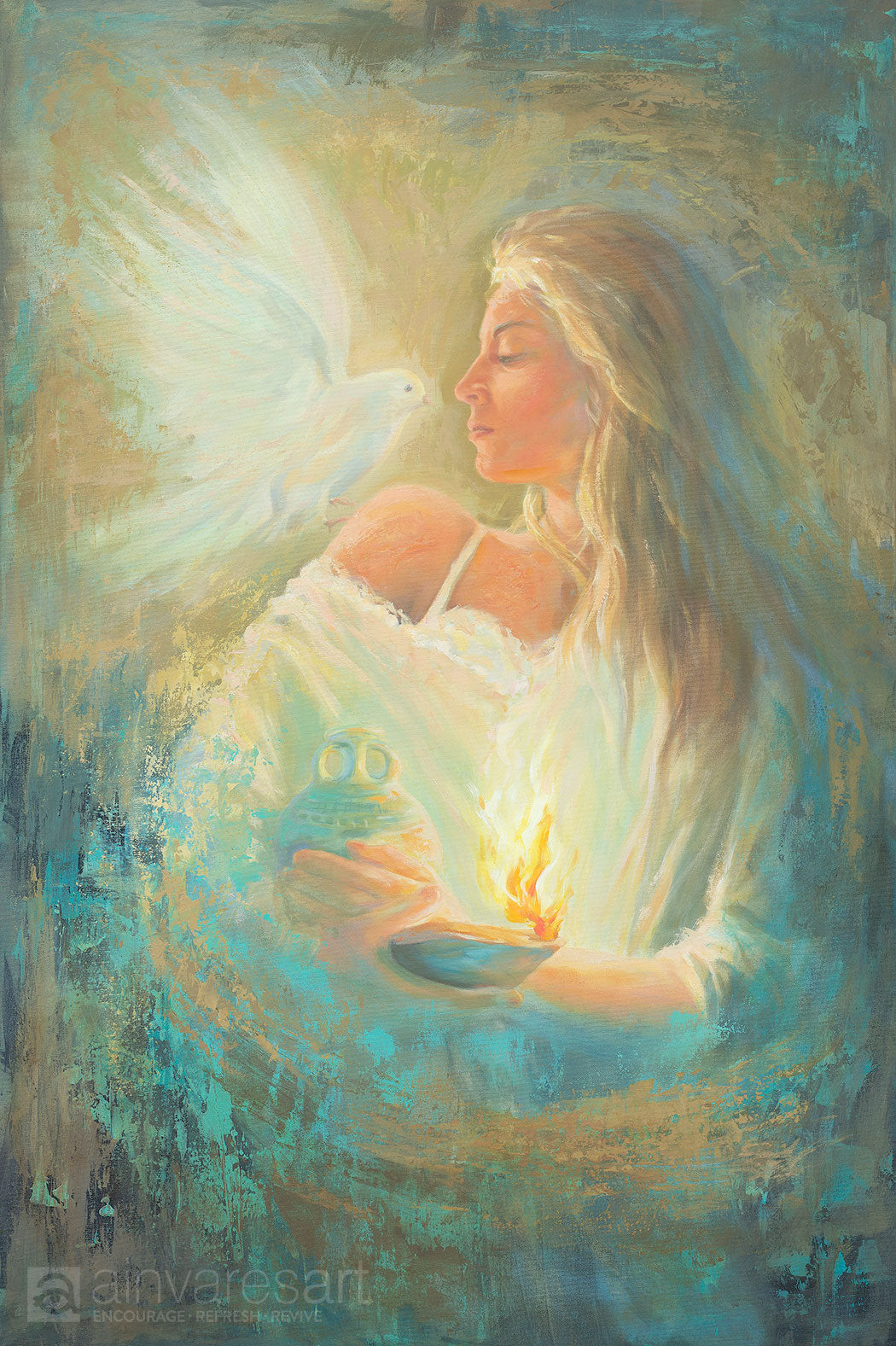 Original painting - The Wise Virgin, Matthew 25:1-13 - Ain Vares Art
