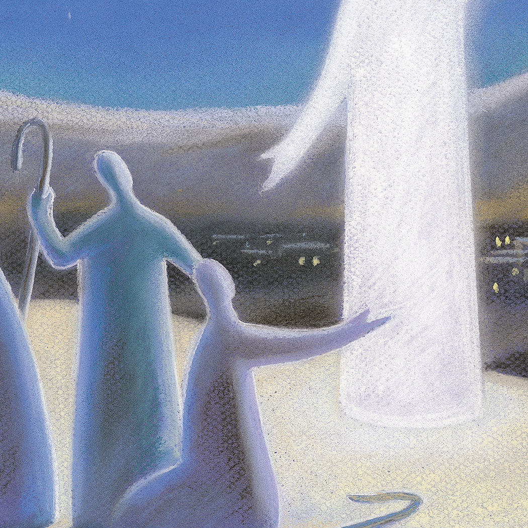 Original painting. Angel proclaims the good news. Luke 2. Ain Vares Art
