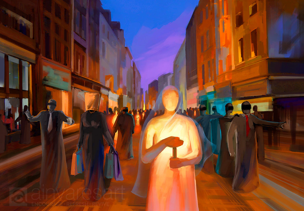 Prophetic Art Print "Your Word is a Lamp to my Feet" Psalm 119:105, Ain Vares Art