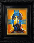 Jesus portrait triptych painting by Ain Vares, acrylic on canvas board