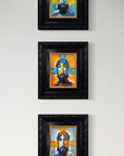 Jesus portrait triptych painting by Ain Vares, acrylic on canvas board