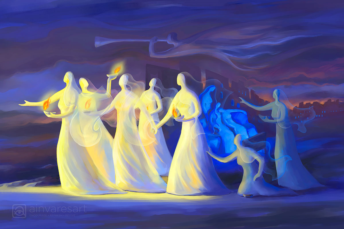 Prophetic Art Print &quot;The Parable of the Ten Virgins&quot; Mt 25:1-13, Ain Vares Art