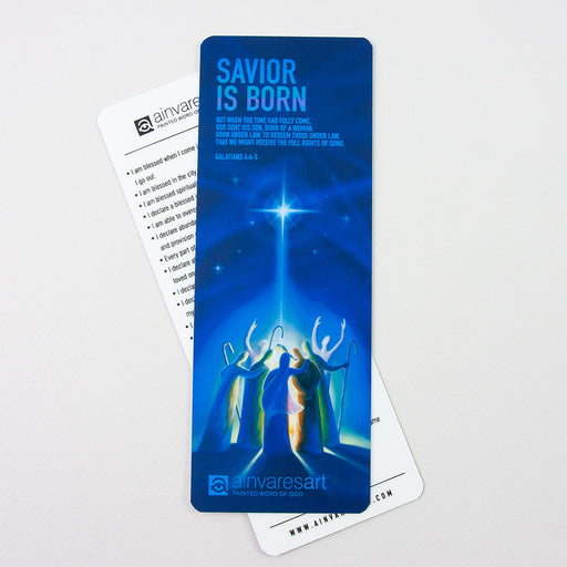 Bookmark - Savior is born, Galatians 4:4-5 - Ain Vares Art