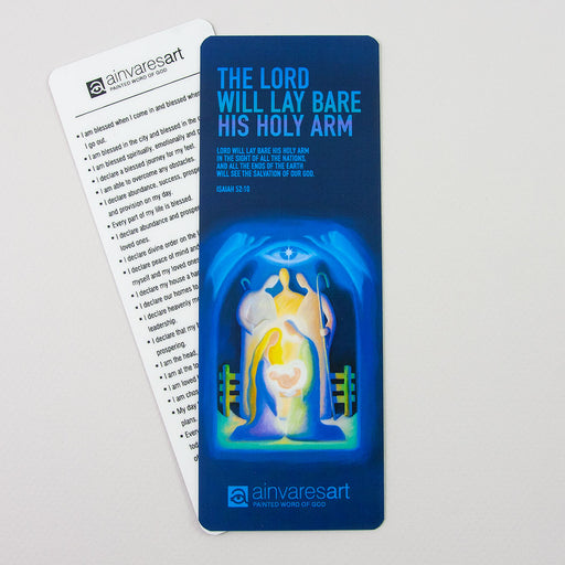 Bookmark - The Lord will lay bare his holy arm, Isaiah 52:10 - Ain Vares Art