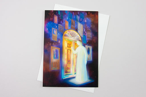 Greeting Card - Jesus stands at the door and knocks, Revelation 3:20 - Ain Vares Art