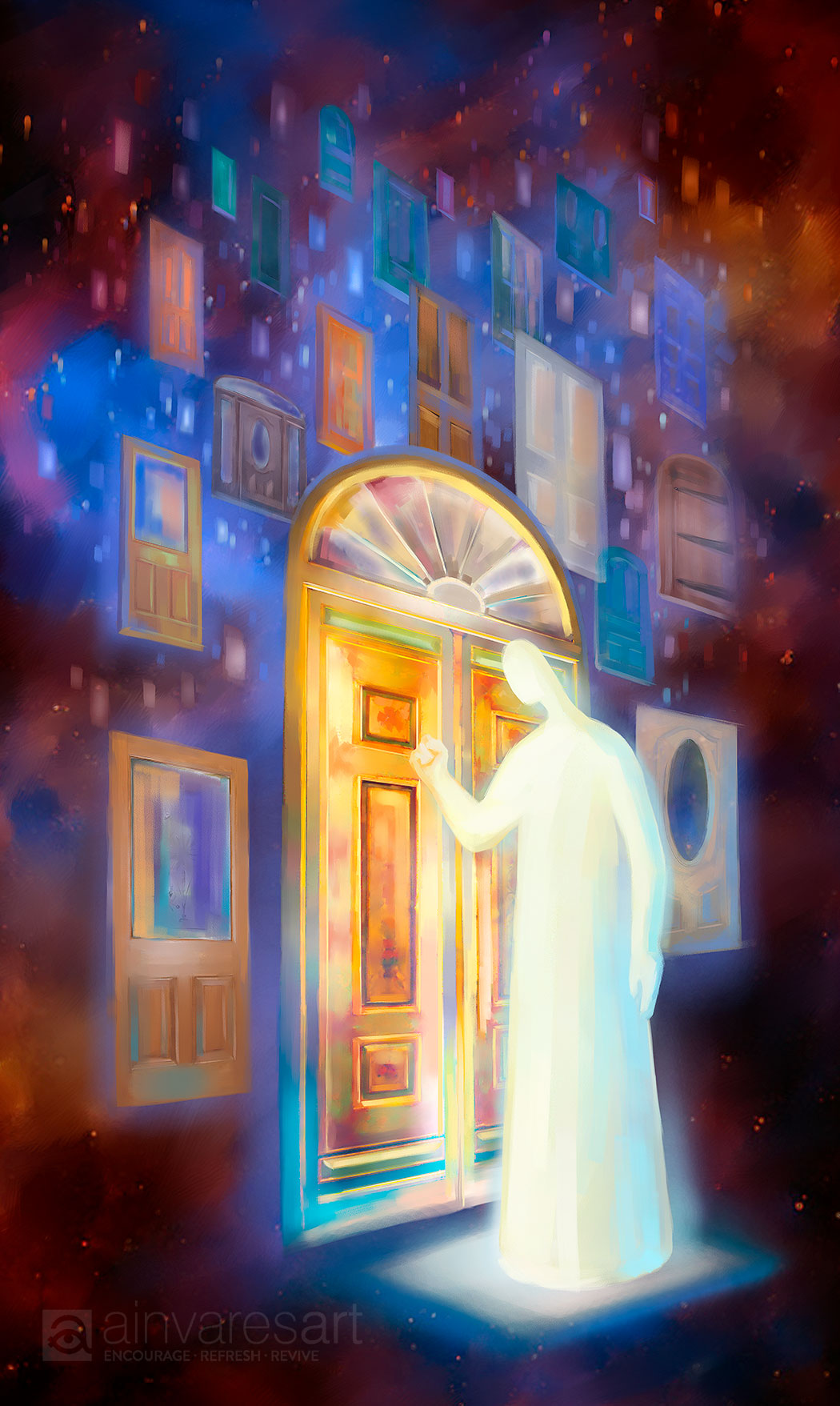 Art print - Jesus stands at the door and knocks, Revelation 3:20 - Ain Vares Art