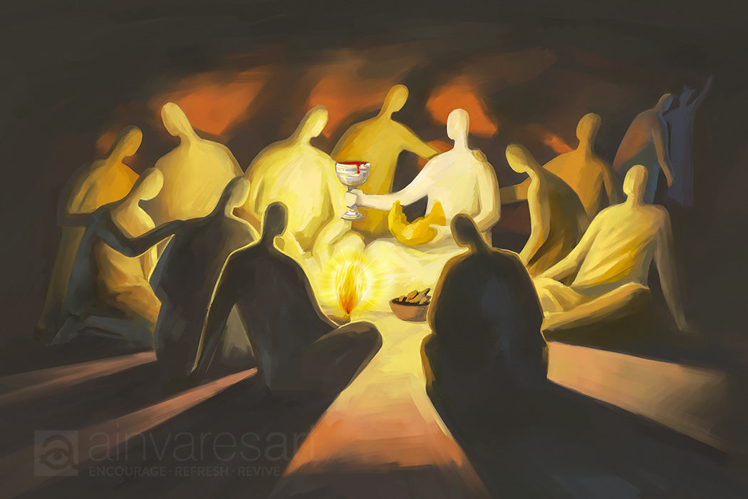 Prophetic Art Print &quot;The Last Supper&quot; Luke 22:19-20, Ain Vares Art